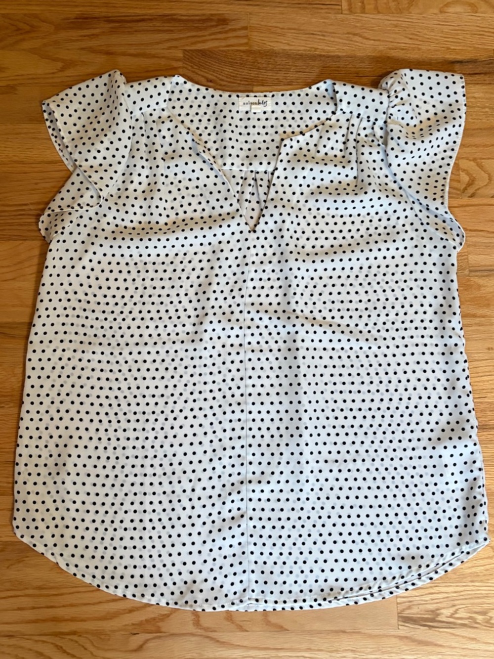 Women's White Polka Dot Short Sleeve Blouse